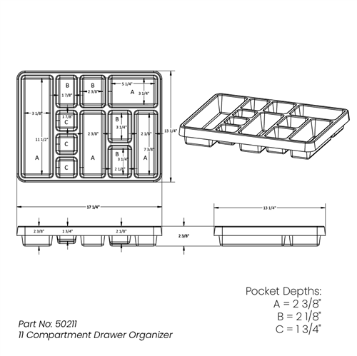 50211 | 11 Compartment Drawer Organizer